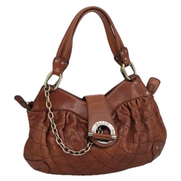 BALLY Hand Bag Leather Brown Authentic - Picture 2 of 13